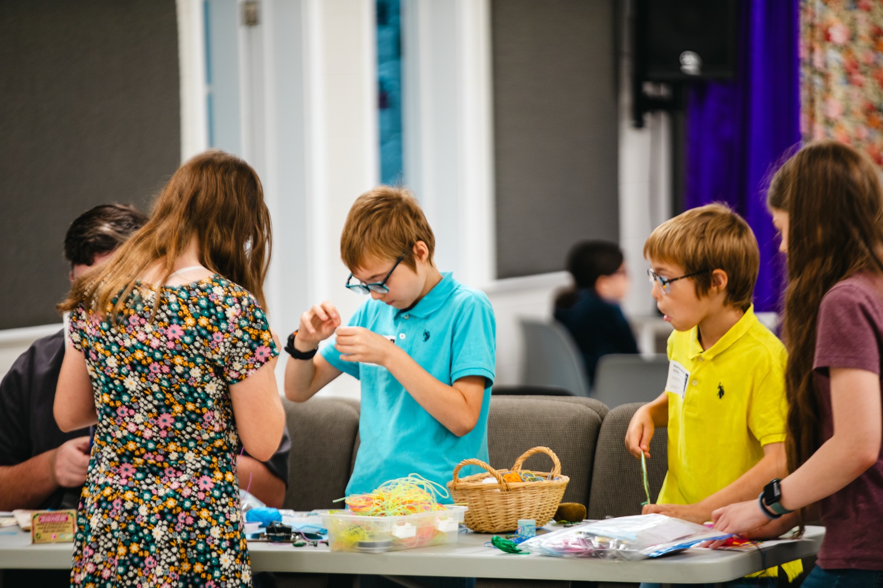 Children working on a craft at Calvary